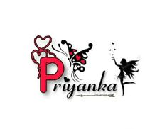 the logo for pryanka is shown in red, black and white with an image of