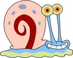 a cartoon snail with two eyes sitting on top of it's back