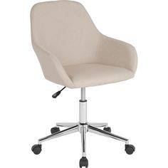 Cortana Home And Office Mid-Back Chair In Beige Fabric By Flash Furniture | Office Chairs | Modishstore Ikea Desk Hack, Ikea Finds, Contemporary Office Chairs, Modern Office Chair, Swivel Office Chair, Contemporary Fabric, Office Desk Chair, Swivel Seating, Home Office Chairs