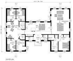 the floor plan for an office building with three rooms and two separate areas, including one bedroom