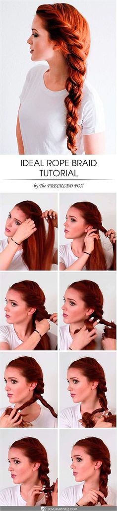 These 11 Easy Quick Braids Will Save You SO MUCH TIME! There are half up styles, pony tails, and more! #EasyBraid #BraidedHair Click to See More... Sanggul Cepol, Rope Braided Hairstyle, Quick Braids, Braided Hair Tutorial, Rope Braid, Medium Long Hair, Hair Tutorials Easy, Everyday Hairstyles