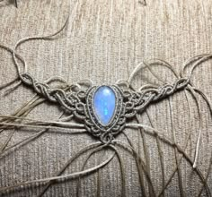 Rainbow Moonstone Macrame Necklacechoker Necklacewoman Hair - Etsy Turkey Macrame Tiara, Goddess Tiara, Crown Goddess, Macrame Choker Necklace, Elf Crown, Macrame Choker, Macrame Colar, Tatting Jewelry, Bohemian Crystal