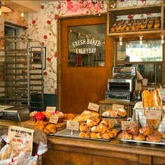 the bakery has fresh baked goods on display