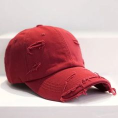 Red Distressed Baseball Ball Cap Hat Dad Solid Blank, Plain Men Women Cotton Red Casual Baseball Cap, Casual Red Hat, Red Casual Baseball Cap One Size Fits Most, Casual Red Snapback Baseball Cap, Casual Red Snapback Hat, Casual Red Hat With Short Brim, Casual Red Flat Cap, Red Casual Dad Hat With Curved Brim, Red Casual Dad Hat With Adjustable Fit