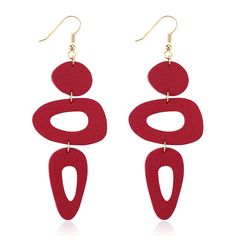 PRICES MAY VARY. 【QUALITY MATERIAL】Bright Red Earrings for Women. The layered geometric leather dangle earrings are made of soft goat skin leather from Italy, not PU leather or faux leather. Selected genuine leather, no irritating smell, and won't hurt the skin. Delicate leather, lasting color retention, comfortable touch. 18K Gold Plated hook, nickel free, light to wear and wont produce tension on your earlobes. Hypoallergenic earrings are suitable for sensitive ears. 【LENGTH AND SIZE】Handmade Leather Jewellery Ideas, Red Leather Earrings, Valentines Day Earrings, Big Dangle Earrings, Holiday Party Jewelry, 90s Boho, Laser Ideas, Leather Earring, Anti Valentines Day