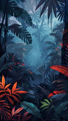 Minimalistic Dark Magical Jungle Magic Forest Background, Jungle Graphic Design, Abstract Jungle Art, Dark Jungle Background, Fantasy Jungle Landscape, Jungle Illustration Background, Jungle Graphic Illustration, Ideas Background, Jungle Art Tropical Landscape