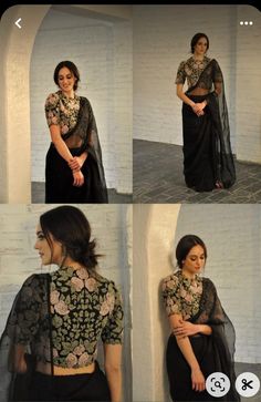 Black Saree Blouse, Maharani Designer Boutique, Saree Blouse Styles, Cotton Saree Blouse Designs, Saree Wearing Styles, Trendy Outfits Indian, New Saree Blouse Designs, Latest Model Blouse Designs