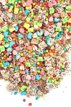 a pile of cereal with sprinkles and candy