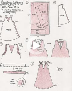 the instructions for sewing dresses are shown in this drawing