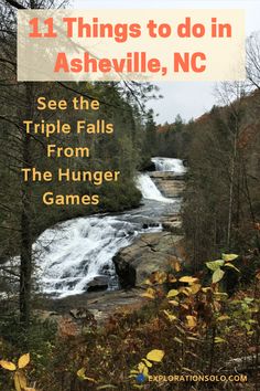 an image of a waterfall with the title 11 things to do in ashsville, nc