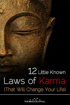 the cover of 12 little known laws of karma that will change your life, with an image of buddha's head