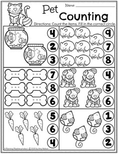 a worksheet for counting the numbers to 10 with pictures of dogs and carrots