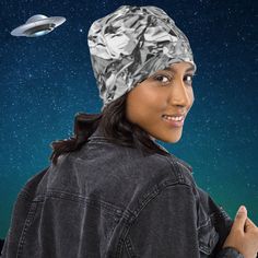 Is your normal tinfoil hat too cold, or too noisy?  We have the perfect cold weather cap to keep the alien and government rays off of you! This hilarious and comfortable beanie will make a great gift for alien, paranormal, and conspiracy fans! (Not actually made from tinfoil, just looks somewhat like it.) * 95% polyester, 5% spandex  * Fabric weight: 6.19 oz/yd² (210 g/m²) * Double-layered * Regular fit  (order a size up for a slouchy fit) * Machine washable SIZEHEAD S20 ⅞ - 22 M22 - 23 ¼ L23 ⅜ - 24 ⅜ Too Cold, Disney World Trip, Limassol, Caps Hats, Winter Hats, Great Gifts, Hats, Gifts