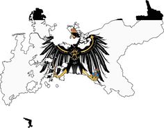 a black and white map with an eagle on it