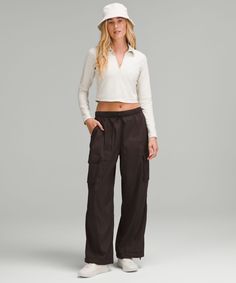 One Pant, Two Looks. These Lightweight, Baggy Cargo Pants Can Be Worn Straight Or Cinched At The Bottom For A Tapered, Jogger-Like Fit. Designed For Casual. Full Length Intended To Sit At Ankle:oversized Fit. Hand Pockets With Hidden Card Sleeve. Cargo Pockets. Pull And Tie The Drawcords At The Hems To Change The Shape. Elasticated Waistband With Adjustable Drawcord. | Lightweight Adjustable Mid-Rise Cargo Pant Stretchy Cargo Pants, Women’s Cargo Pants, Relaxed Fit Full-length Cargo Pants, Aerie Cargo Pants, Mid-rise Cotton Everyday Cargo Pants, Sporty Relaxed Fit Mid-rise Cargo Pants, Womens Cargo Pants, Sporty Mid-rise Cotton Cargo Pants, Versatile Mid-rise Cotton Cargo Pants