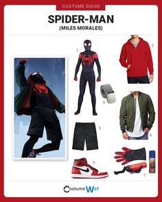 Mile Morales Cosplay, Miles Morales Spider 42, Miles Morales Clothing Style, Miles Morales Fit, Into The Spiderverse Costume, Miles Morales Style Outfit, Miles Spiderman Costume, Miles Morales Outfit Aesthetic, Miles Morales Clothes