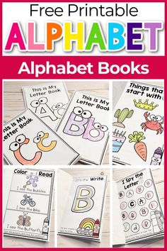 the printable alphabet book for kids with pictures of letters and numbers on it, including an