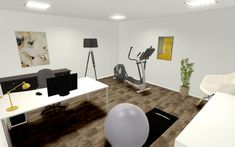 Office Gym Layout, Study Gym Room Home Office, Office Workout Room Combo Small Spaces, Office And Home Gym Combo, Office And Gym Room Combo, Office Gym Combo Small Spaces, Office Exercise Room Combo, Peloton Office, Gym Office Combo Work Spaces