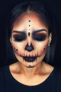 43 Cool Skeleton Makeup Ideas to Try for Halloween | Page 4 of 4 | StayGlam Occult Makeup, Make Up Diy, Makeup Clown, Makeup Zombie, Party Make-up, Creepy Halloween Makeup, Cute Halloween Makeup