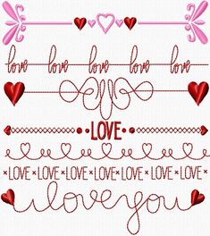 a cross stitch pattern with the words love and hearts