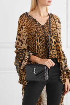 Ysl Black Loulou Bag, Ysl Leopard Bag, Ysl Toy, Saint Laurent Lou Crossbody Bag, Luxury Leopard Print Leather Bag, Ysl Crossbody, Luxury Leopard Print Rectangular Shoulder Bag, Wardrobe Necessities, Ysl Crossbody Bag