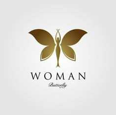 woman butterfly logo design on white background