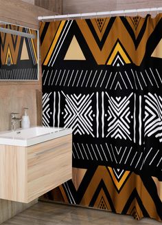 Tribal African Shower Curtains Zigzag - Bynelo Small Bathroom Shower Curtain, Small Bathroom Shower Curtain Ideas, Bathroom Shower Curtain Ideas, African Shower Curtain, Shower Curtain Ideas, Bathroom Shower Curtain Sets, Bathroom Shower Curtain, Curtain Sizes, Curtain Ideas