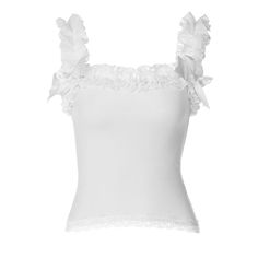 Please refer to our sizing chart for a guideline when choosing a size. 5 business days order processing time. 90% polyester 10% spandex Elegant Stretch Top With Bow, Lace Ruffled Camisole Tank Top, Lace Ruffle Camisole Tank Top, Elegant Tops With Lace Trim And Ruffled Straps, Elegant Cami Tops With Tie Straps, Chic Fitted Tank Top With Bow, Fitted Ruffled Feminine Tank Top, Fitted Lace Trim Camisole With Ruffled Straps, Fitted Top With Delicate Straps