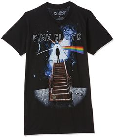 pink floyd t - shirt with stairs to the moon and man in space on it