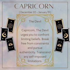 the devil tarot card for capricorn on december 22 - january 19, 2013