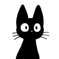 a black cat with big eyes sitting down