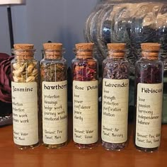 Comes In A Black Pouch. Contains: Hibiscus, Lavender, Hawthorn, Rose Petals And Jasmine. Bottles Are 2 Inch Tall With Corks. Approximately 1 Oz Each. Witch Herb Storage Ideas, Witchy Jars, Witchy Products, Apothecary Store, Forest Fae, Mahjong Set, Work Balance, Black Pouch, Magic Bottles