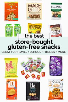 the top ten gluten - free snacks that are packed in their packages and ready to be eaten