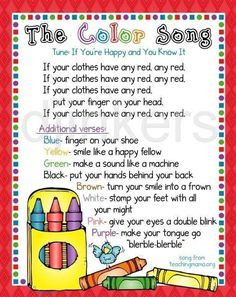 the color song with an image of crayons and crayons on it