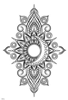 a black and white drawing of an intricate design