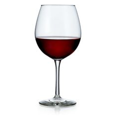 a glass of red wine on a white background