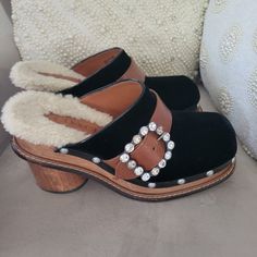 Coach Runway Black Velvet Clogs Great Condition. Smoke Free Home Coach Runway, Coach Shoes, Mule Clogs, Mules Shoes, Black Velvet, Clogs, Velvet, Women Shoes, Women Shopping