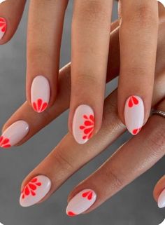 Beach Summer Nails Designs, Nail Ideas For Tropical Vacation, Hot Coral Nails With Design, Coral Design Nails, Cute Summer Nails For Short Nails, Beachy Nail Designs Summer, Summer Nails For Mexico, Beach Vacation Nails Inspiration, Summer Nails Mexico