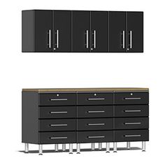 two black cabinets and one white wall