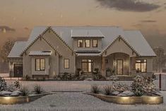 this is an artist's rendering of a house in the wintertime with snow on the ground