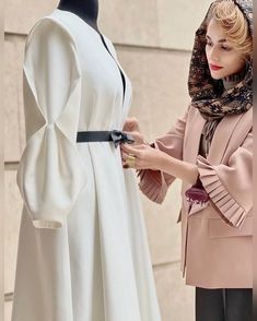 Ladylike Dress, A Line Kurti, Cape Fashion, Womens Dress Coats, Muslim Women Fashion, Fashion Sketches Dresses, Sketches Dresses