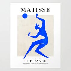 a poster with the words matissee and a stylized image of a man reaching for a ball