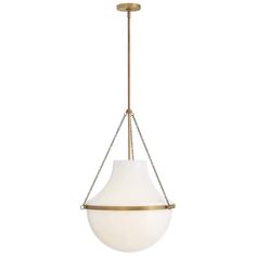 a white and gold light hanging from a ceiling fixture