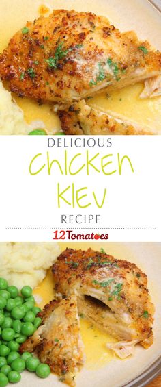 delicious chicken kev recipe with peas and mashed potatoes