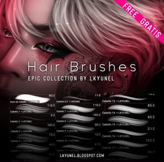 the flyer for hair brushes is shown with an image of a woman's face