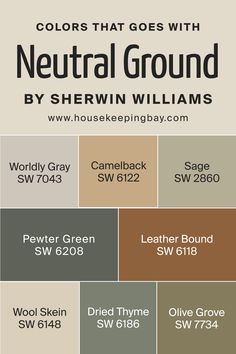 the colors that goes with neutral ground by sherylin williams, and other shades