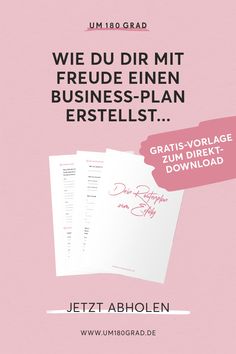 a pink poster with the words, we dur mit freue enen business plan