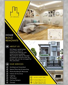 a brochure for a home renovation company with photos and text on the front