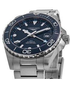 Longines Longines HydroConquest GMT Blue Dial Steel Men's Watch L3.790.4.96.6 Accessories | BeyondStyle Longines Hydroconquest, Old Watches, Mans World, Eyewear Womens, 72 Hours, Watch Model, Brushed Stainless Steel