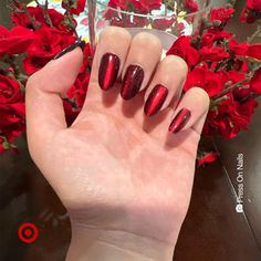 Holiday nails, but make it a ruby cat-eye finish. From winter brunches to glam parties, these press-ons are here to level up all your looks. They’re so quick & easy to apply, you’ll have a beautiful Christmas mani ready in minutes. Random Nails, Christmas Mani, Nail 2024, Black Coffin Nails, Holiday Nail, Nice Nails, Nail Stuff, Short Acrylic, Nail Fashion